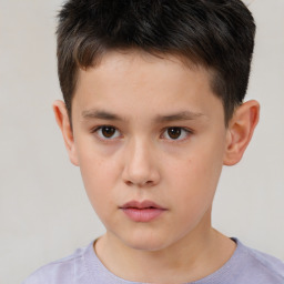 Neutral white child male with short  brown hair and brown eyes