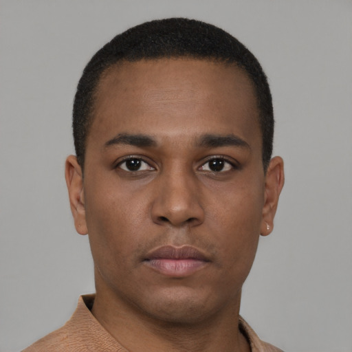 Neutral latino young-adult male with short  brown hair and brown eyes