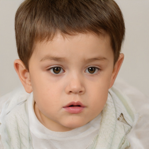 Neutral white child male with short  brown hair and brown eyes