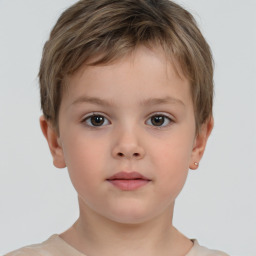 Neutral white child male with short  brown hair and brown eyes