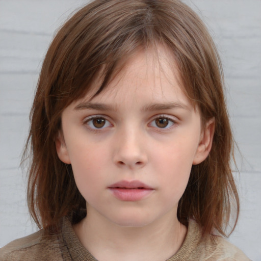 Neutral white child female with medium  brown hair and brown eyes