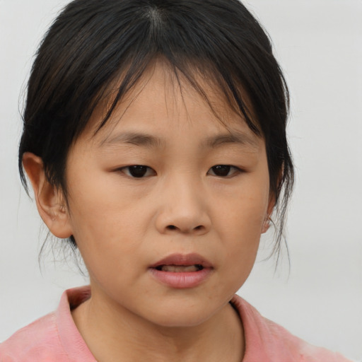 Neutral asian child female with medium  brown hair and brown eyes