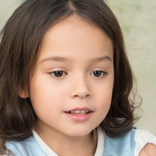 Neutral white child female with medium  brown hair and brown eyes