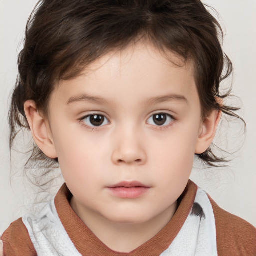 Neutral white child female with medium  brown hair and brown eyes