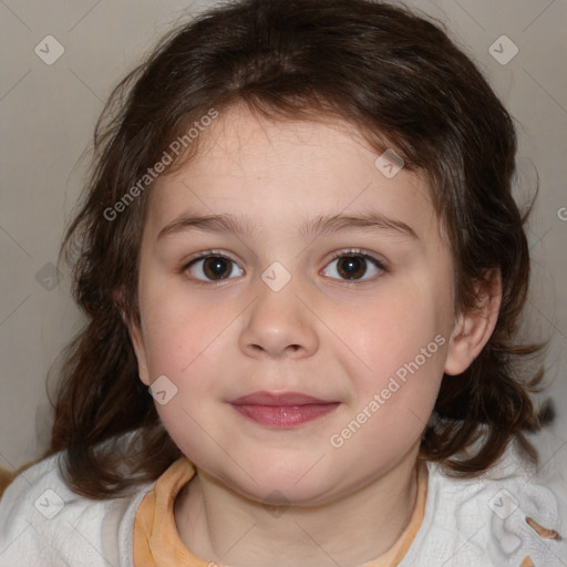 Neutral white child female with medium  brown hair and brown eyes