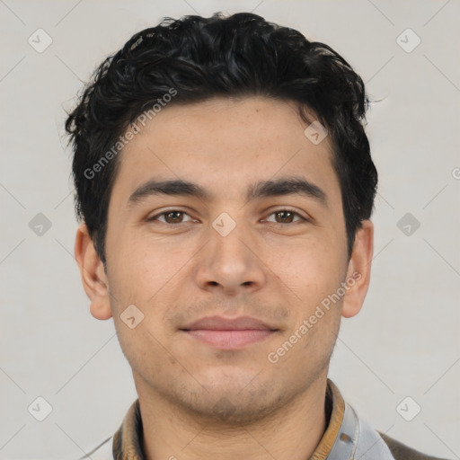 Neutral asian young-adult male with short  brown hair and brown eyes