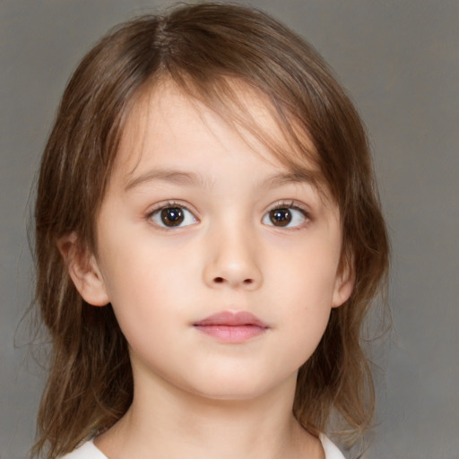 Neutral white child female with medium  brown hair and brown eyes