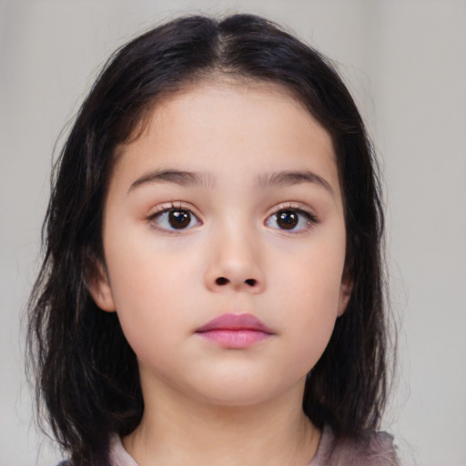 Neutral asian child female with medium  brown hair and brown eyes