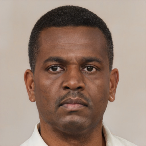 Neutral black young-adult male with short  brown hair and brown eyes