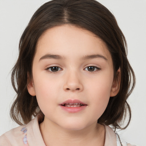 Neutral white child female with medium  brown hair and brown eyes