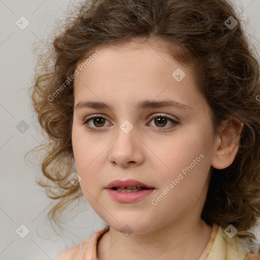 Neutral white child female with medium  brown hair and brown eyes