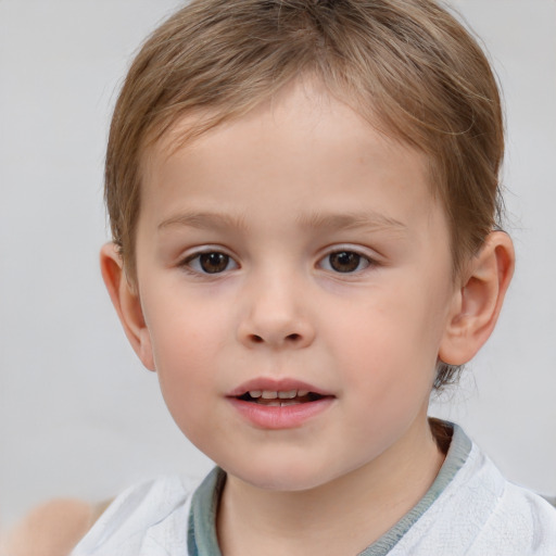 Neutral white child male with short  brown hair and brown eyes