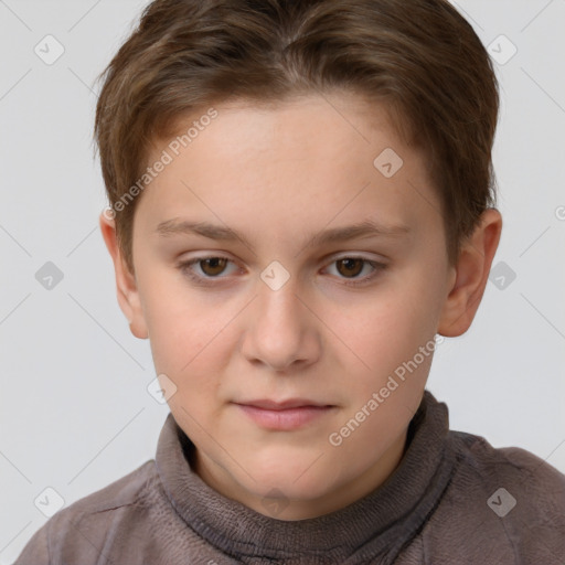 Neutral white child female with short  brown hair and brown eyes