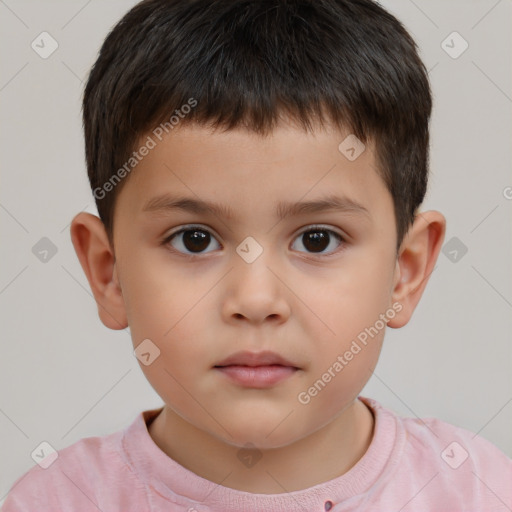 Neutral white child male with short  brown hair and brown eyes