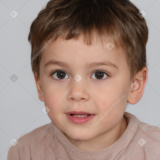 Neutral white child male with short  brown hair and brown eyes