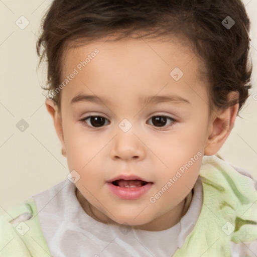 Neutral white child female with short  brown hair and brown eyes