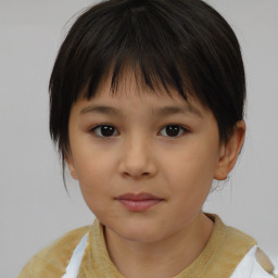 Neutral white child female with medium  brown hair and brown eyes