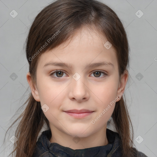 Neutral white child female with medium  brown hair and brown eyes