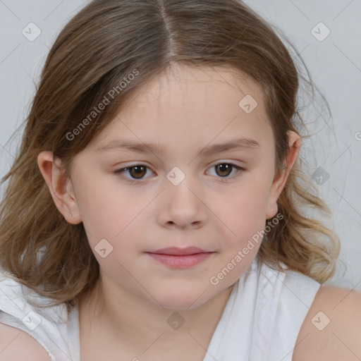 Neutral white child female with medium  brown hair and brown eyes