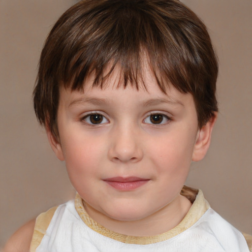 Neutral white child male with medium  brown hair and brown eyes