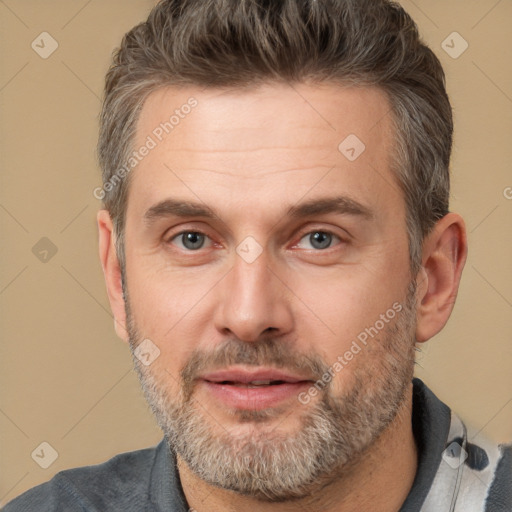 Neutral white adult male with short  brown hair and brown eyes