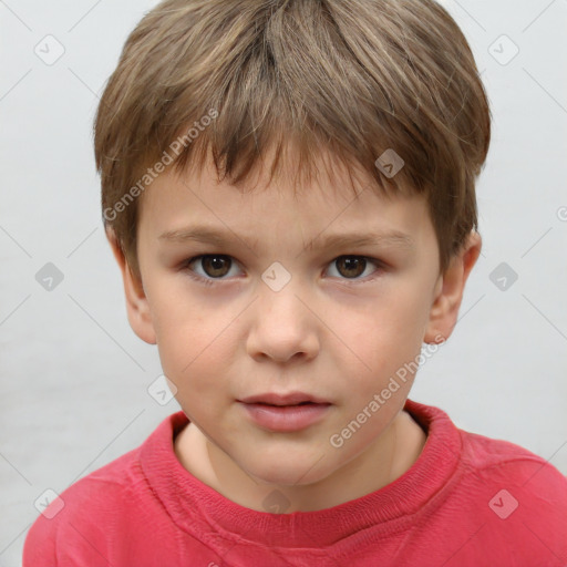 Neutral white child male with short  brown hair and brown eyes