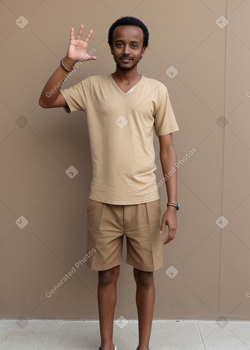 Ethiopian adult male with  brown hair