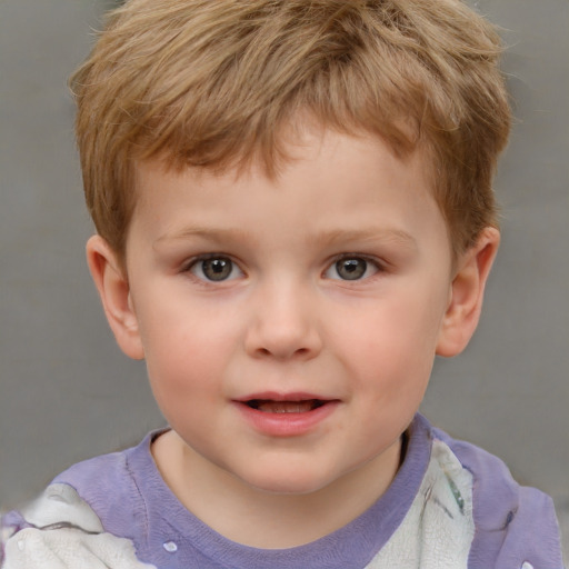 Neutral white child male with short  brown hair and grey eyes