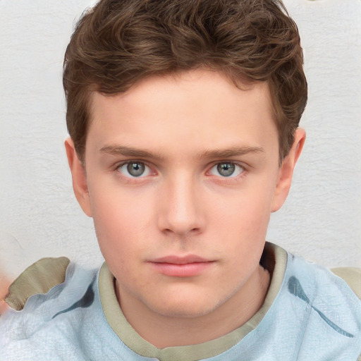 Neutral white child male with short  brown hair and blue eyes