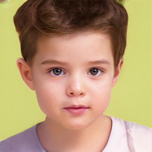 Neutral white child male with short  brown hair and brown eyes