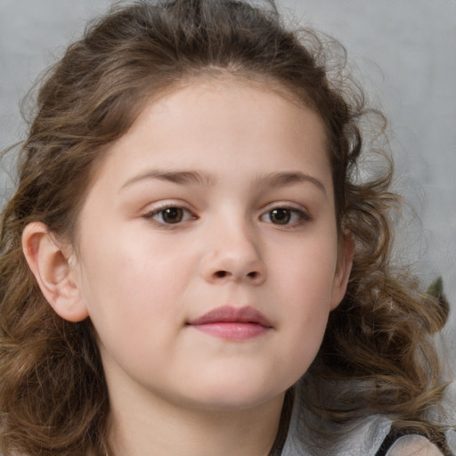 Neutral white child female with medium  brown hair and brown eyes