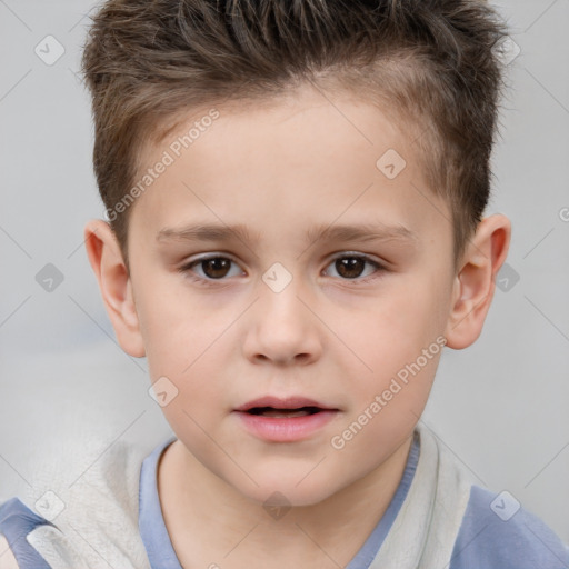 Neutral white child male with short  brown hair and brown eyes