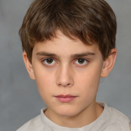 Neutral white child male with short  brown hair and brown eyes