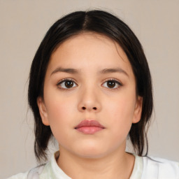 Neutral asian young-adult female with medium  brown hair and brown eyes