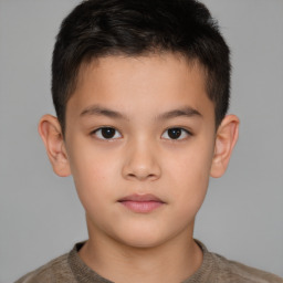 Neutral white child male with short  brown hair and brown eyes