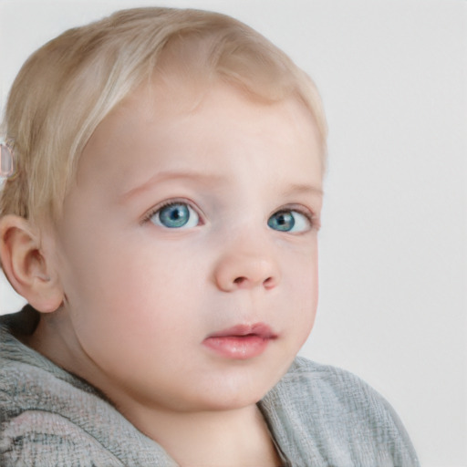 Neutral white child female with short  brown hair and blue eyes