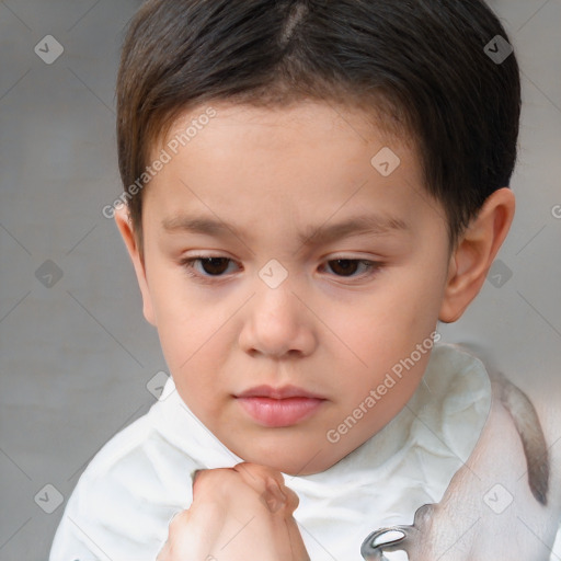 Neutral white child female with short  brown hair and brown eyes