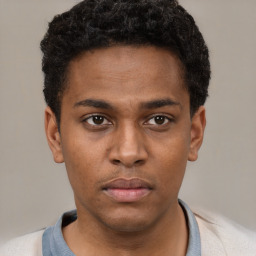 Neutral black young-adult male with short  brown hair and brown eyes