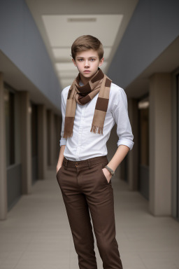 Caucasian teenager boy with  brown hair