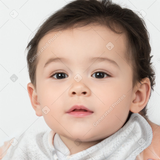 Neutral white child female with short  brown hair and brown eyes