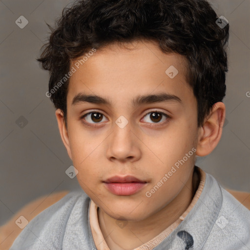 Neutral white child male with short  brown hair and brown eyes