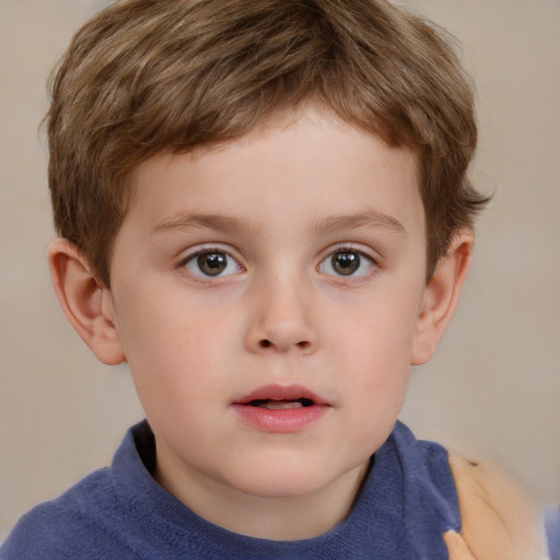 Neutral white child male with short  brown hair and brown eyes