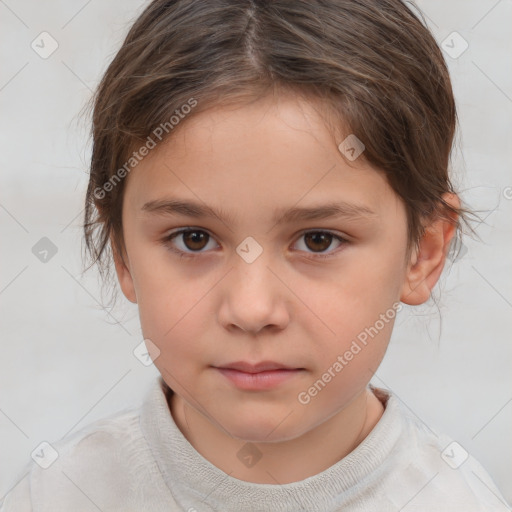 Neutral white child female with medium  brown hair and brown eyes