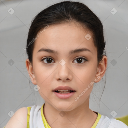 Neutral white child female with medium  brown hair and brown eyes