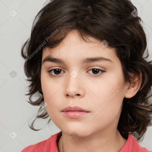 Neutral white child female with medium  brown hair and brown eyes