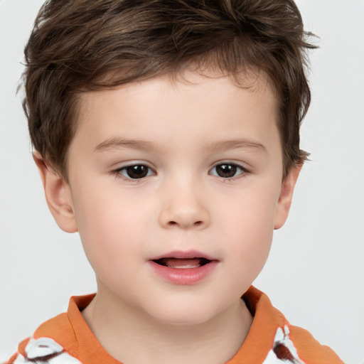 Neutral white child male with short  brown hair and brown eyes