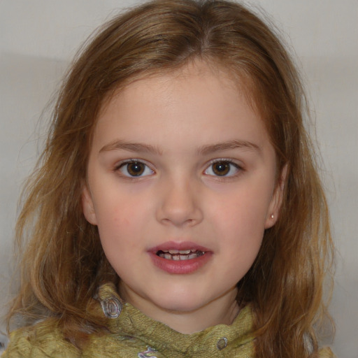 Neutral white child female with medium  brown hair and brown eyes