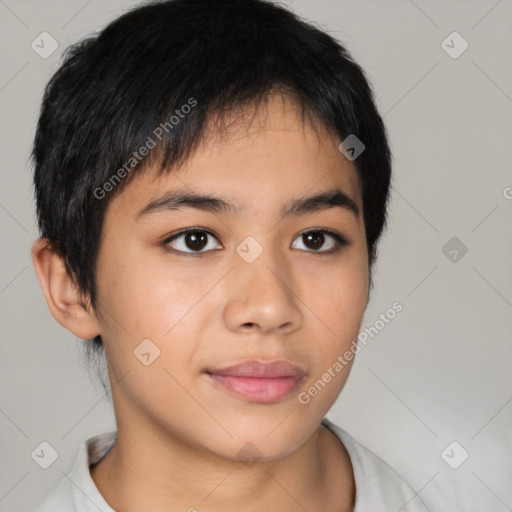 Neutral asian young-adult male with short  brown hair and brown eyes