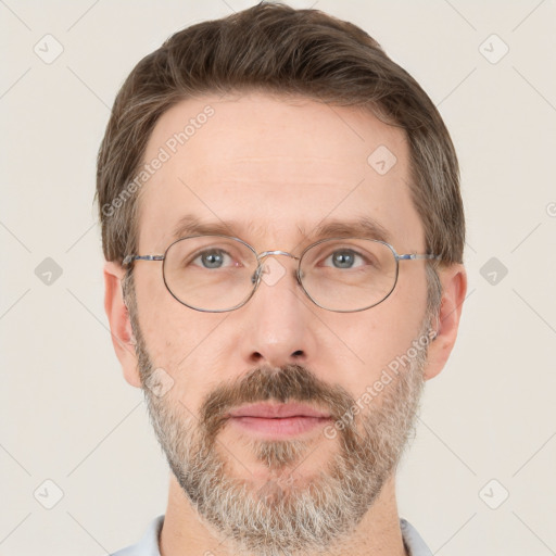 Neutral white adult male with short  brown hair and brown eyes