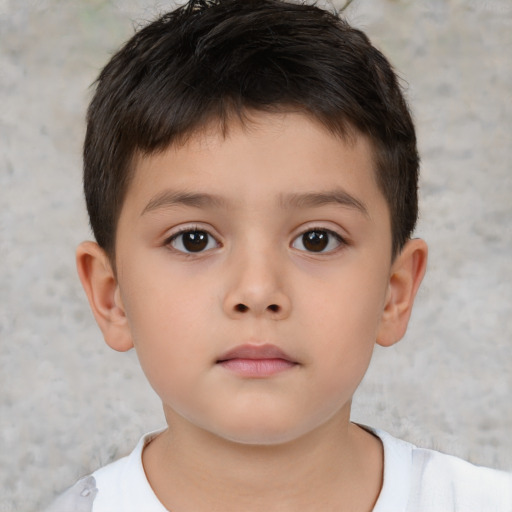 Neutral asian child male with short  brown hair and brown eyes